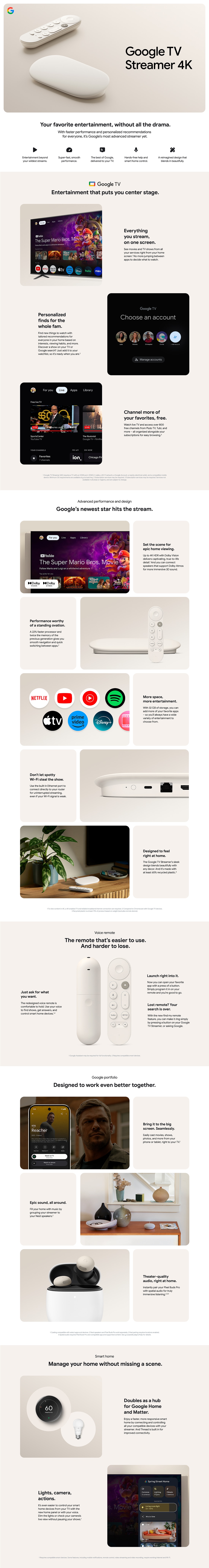 Google TV Streamer (4K) with Voice Remote - Porcelain GA05662-US